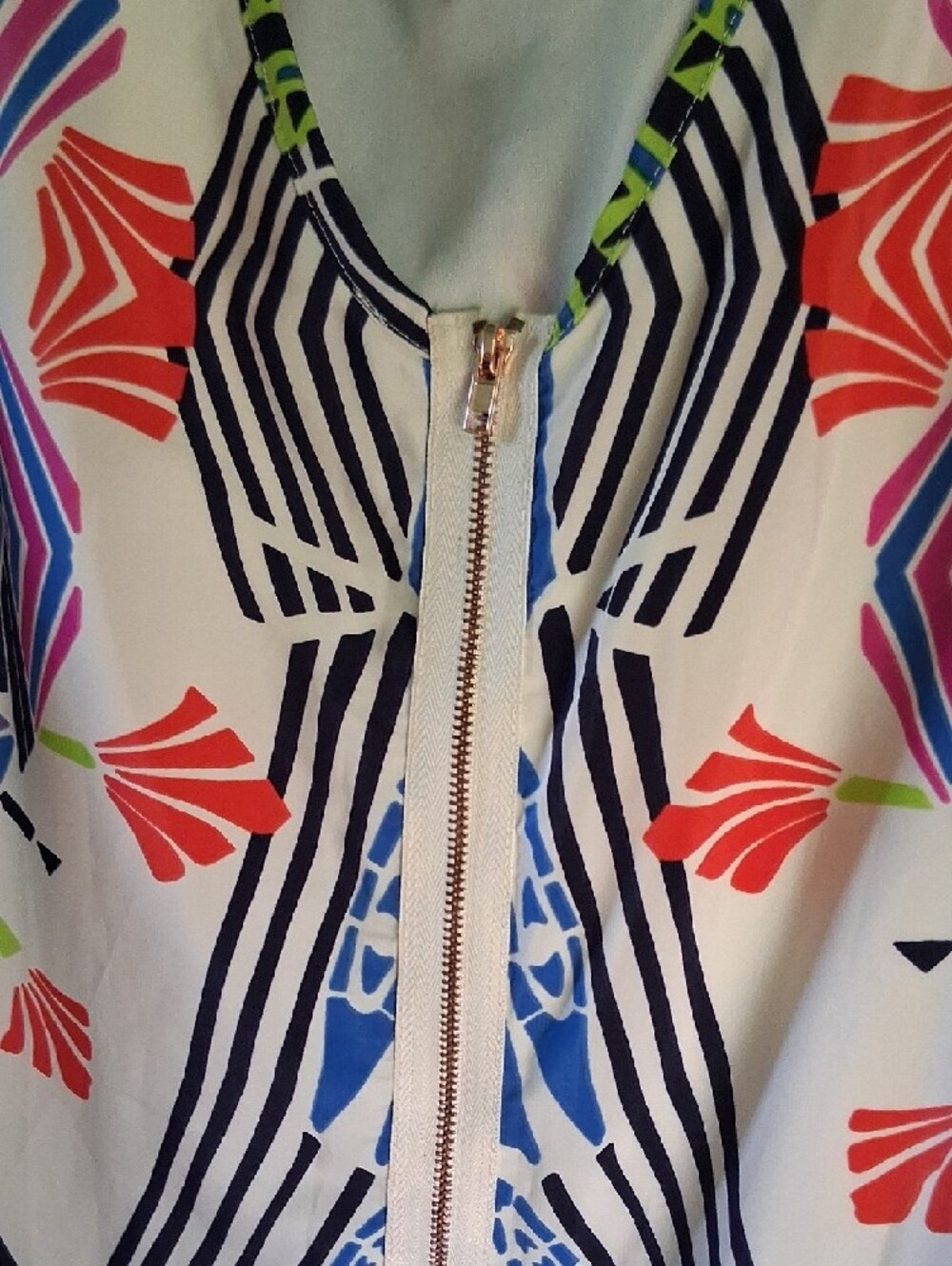 Women’s Multicolor Printed Tunic Top - Bright Geometric Pattern - Picture 3 of 3